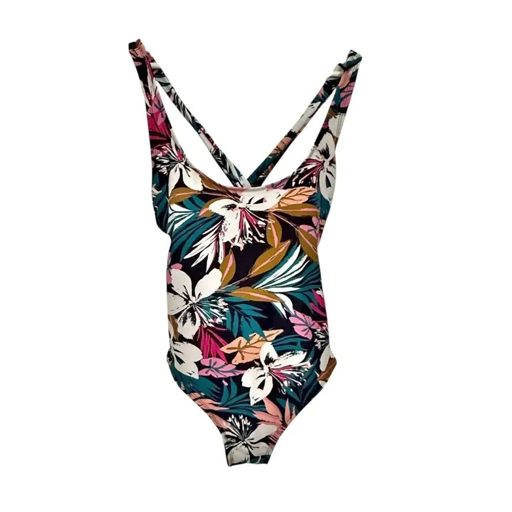 Kona Sol Women's Twist-Back Tropical Floral One Piece Swimsuit